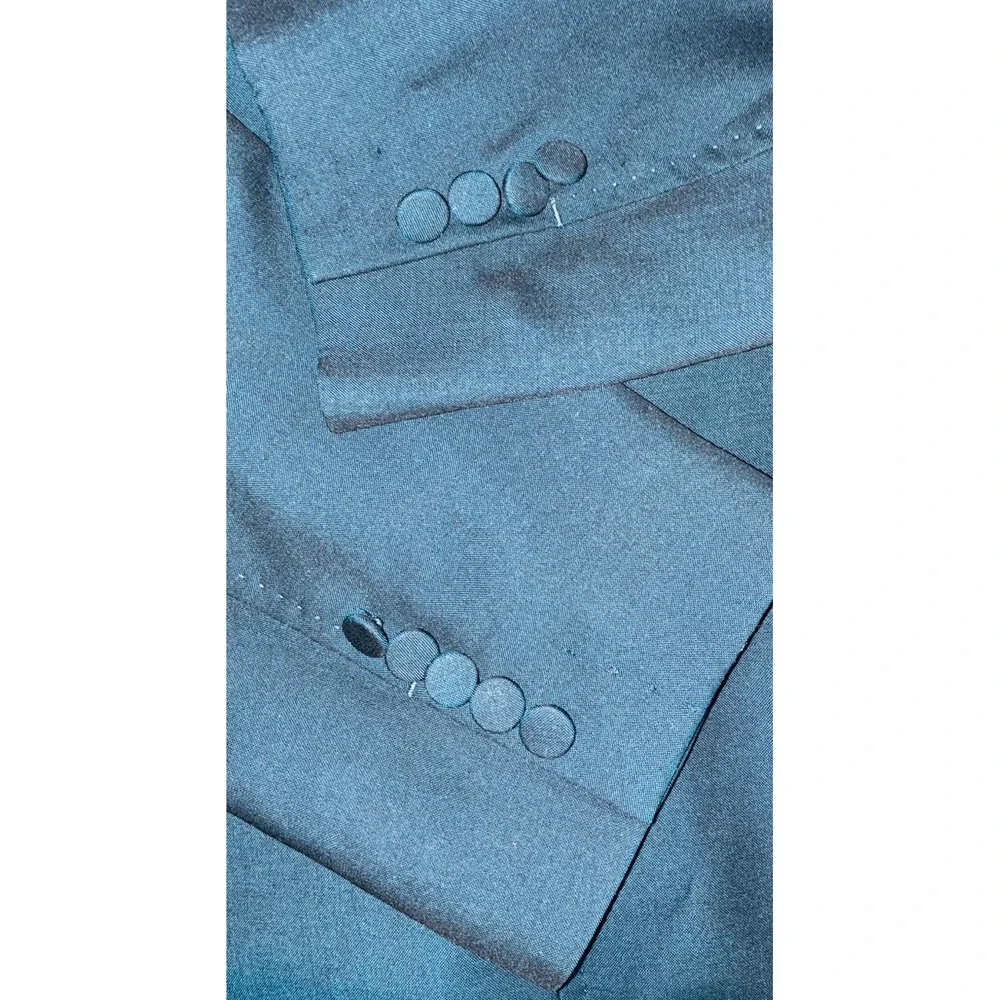 Gucci Uniform Suit Men's 44 Green Wool Mohair Double Breasted *altered, pants 46